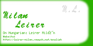 milan leirer business card